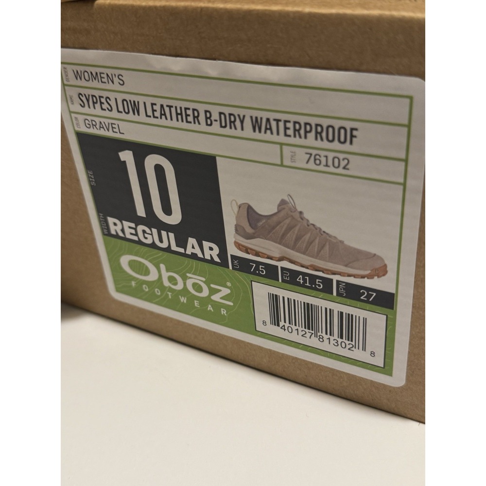 Oboz Women's Sypes Low Leather B-Dry Waterproof Hiking Shoes 10 Gravel - Picture 4 of 4